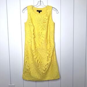 Banana Republic Yellow Leaf Lace Eyelet Shift Dress Women’s size 0